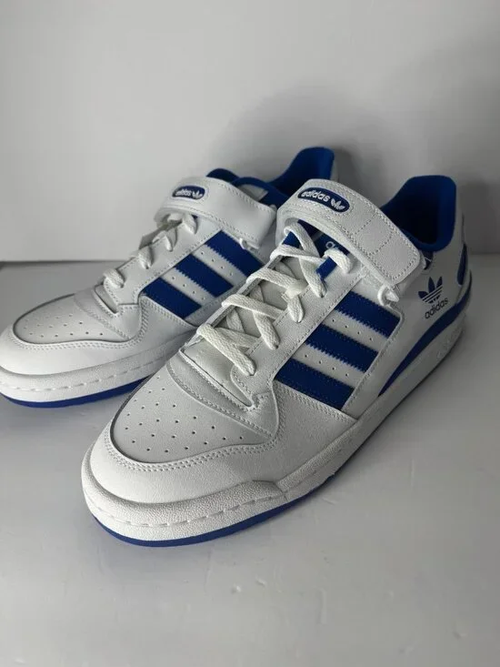 Men's Adidas Forum Low White Royal Blue Sneakers US 12.5  FR 47 1/3 New - Picture 3 of 7